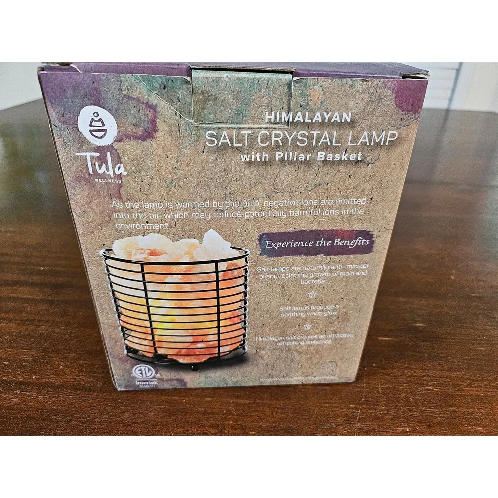 Tula Wellness Himalayan Salt Crystal Lamp Pink Orange Pillar Basket